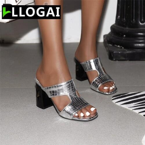 Women Slippers Hot Sale Ladies High Block Heels Slides 2020 Brand Design Summer Casual Slippers Women INS Peep Toe Shoes Woman