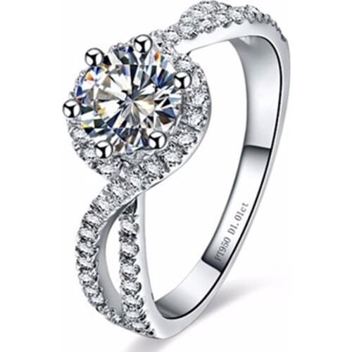 Test positive 1CT Moissanite Ring for Women Engagement Sterling Silver Jewelry Wave Design Moissanite Anniversary Ring Real