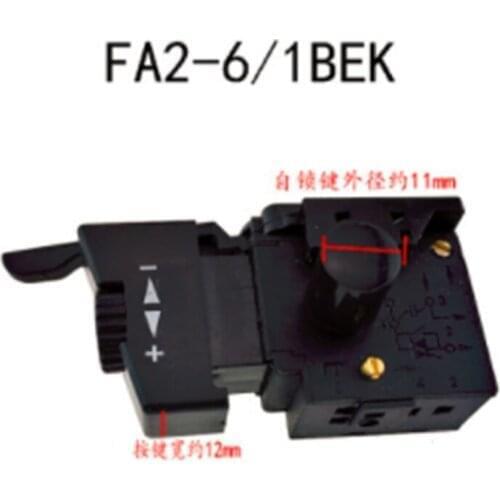 10pcs FA2-6/1BEK Adjustable Speed Switch Lock on Power Trigger Button Switch For Electric Drill Speed Controlling