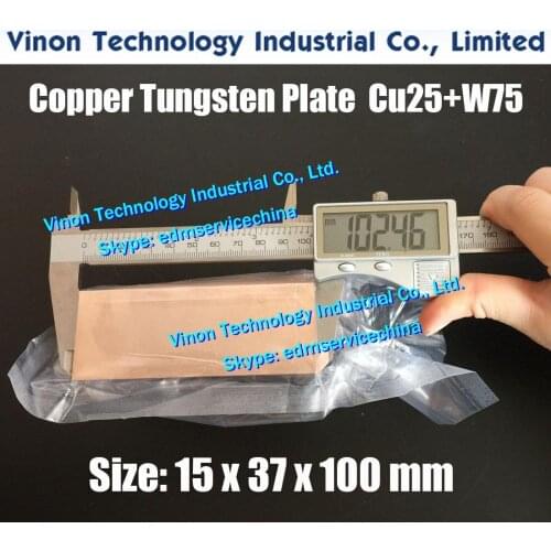 2PCS PACK) 15x37x100mm Copper Tungsten Plate CuW75 (W75+Cu25), edm Tungsten Copper Electrode W75 Electric Spark Tungsten Copper