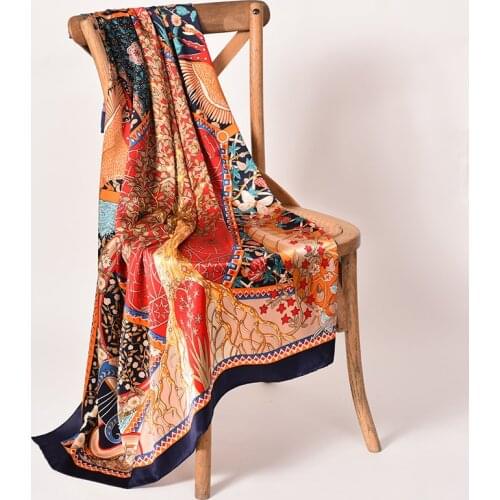 2021 Spring New Silk Scarf for Women 135*135cm 100% Natural Silk Square Scarves Wrap Shawl Luxury Neckerchief Head Scarf Bandana