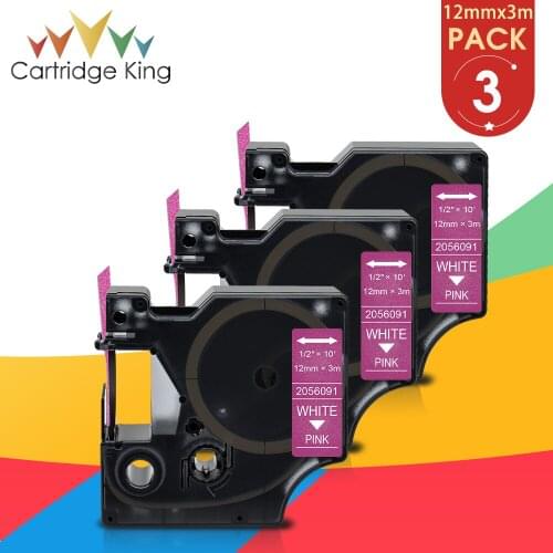 3PK Shiny Labeling Tape Compatible for DYMO D1 Tape 2056091 White on Pink Glitter Bling Label Maker for Lablemanager LM160 LM280