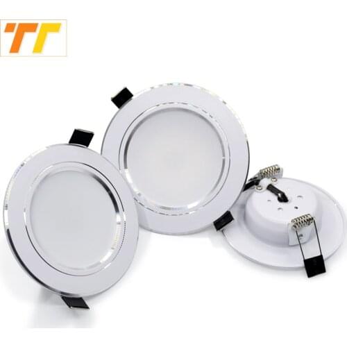 4Pcs Bright LED Downlight 5w 9w 15w Silver Border Round Ceiling Recessed Spot Light 110V 220V 230v Down Light Cold Warm White