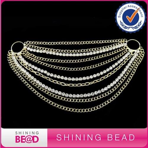 50pcs/lot Hot sale high quality Rhinestone Bikini Connector Buckle Metal Chain DIY Swimming Wear Gold