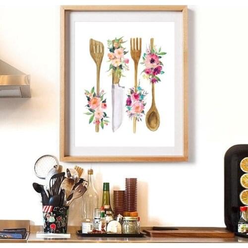 5d diamond painting kitchen utensils diamond embroidery spoon fork cross stitch kit mosaic home decorative art gift tableware