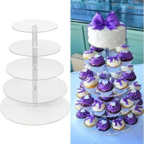 3/4/5/6 Tier Acrylic Wedding Cake Stand Crystal Cup Cake Display Shelf Cupcake Holder Plate Birthday Party Decoration Stands