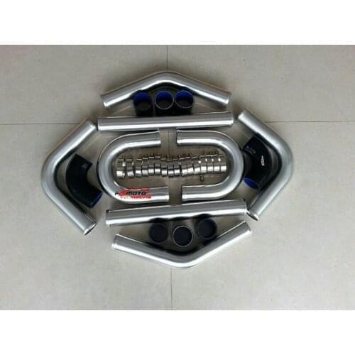 3" 76mm Full Aluminum Intercooler Turbo Piping Black Hose T-Clamp