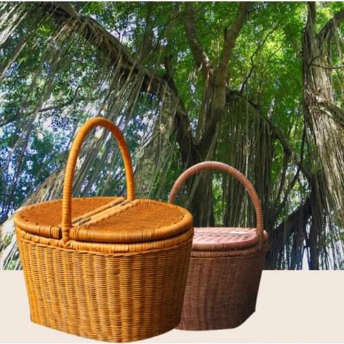 Indonesia Cane Manual Outdoor Picnic Basket Laden Basket Hotel Towel Clean Storage Basket