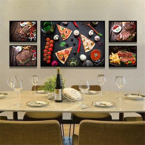 Home Decor Canvas Painting Steak Pizza Potato Chips Spices Peppers Kitchen Posters Prints Wall Art Modern Food Modular Pictures