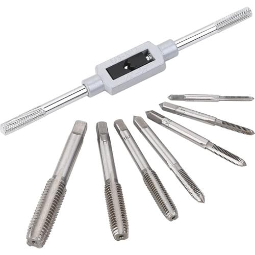 GanWei 7 Pcs Screw Hand Thread Tap Essential Threading Tool T-shaped T-Handle Ratchet Tap with Machine Screw Thread Metric Plug