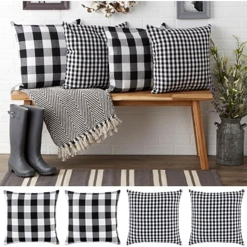 Buffalo Plaid Cushion Cover Cotton Pillow Cover for Sofa Living Room 45x45cm Decorative Pillows Housse De Coussin