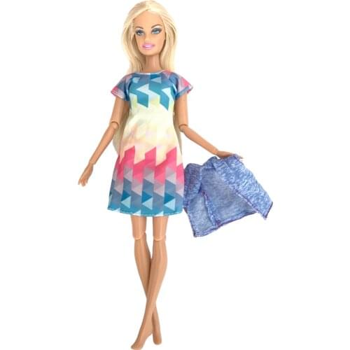 NK 2 Pcs/Set Jacket + Dress For 1/6 Doll Fashion Skrit Outfit Modern Style Clothes for Barbie Doll Accessories Skirt Toys