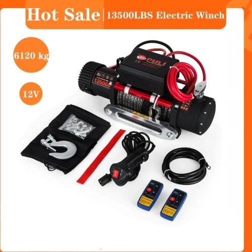 Best selling 13500LBS Electric Winch ATV Recovery Winch 2v 6T Synthetic Rope with Remote Control for ATV UTV