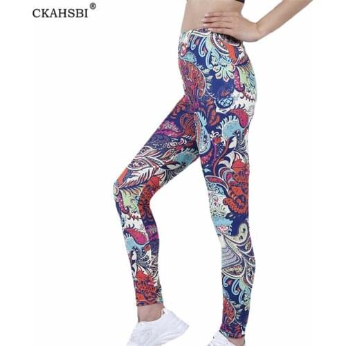 CKAHSBI Cashew Floral Leggings Sport Women Fitness Push Up High Waist Workout Running Sportswear Gym Tights Solid Yoga Pants