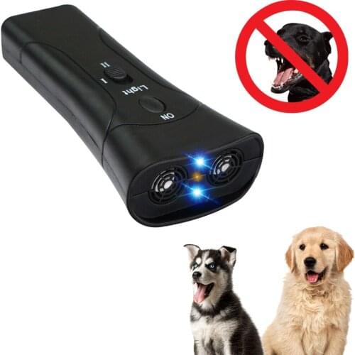NEW Ultrasonic LED Laser Pet Dog Repeller Double Head Double Horn Anti Barking Stop Bark Training Device Trainer Without Battery