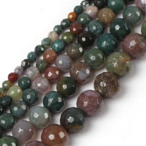 Gem-inside Natural Indian Agates Faceted Stone Beads For Jewelry Making 6-16mm 15inches DIY Jewellery