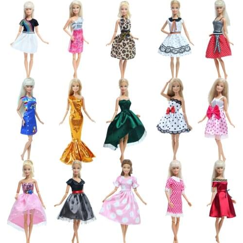 Handmade Mixed Doll Dress Fashion Pink Mini Gown Casual Party Wear Clothes For Barbie Doll Accessories 12'' Doll Toy Kids Gifts