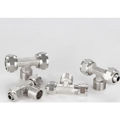 Pneumatic Fast Twist Fittings Tee OD 6/8/10/12mm Hose Tube 1/8" 1/4" 3/8" 1/2" Male Thread Quick Connector