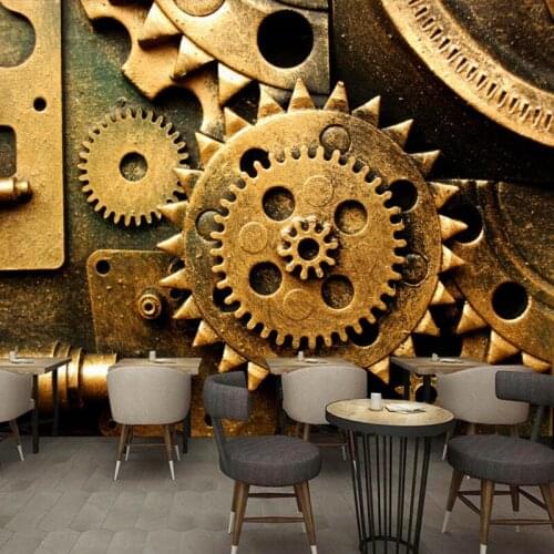 Custom photo wallpaper 3D Stereo Retro Industrial Machinery Gear mural Bar KTV Backdrop restaurant custom decoration wallpaper