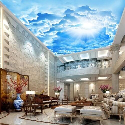 Custom Photo Wallpaper 3D Blue Sky And White Clouds Ceiling Murals Living Room Bedroom Theme Hotel Waterproof Wall Cloth Fresco