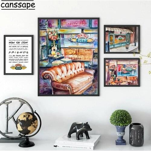 Central Perk Canvas Poster Friends TV Show Wall Art Painting Couch Restaurant Print Nordic Wall Pictures Living Room Home Decor