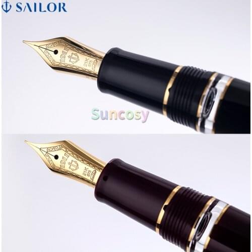 Sailor 1911 Profit Black Red 21K Gold Fountain Pen - 11-3924, 24 Gold Plated Finish, Large Ink Capacity