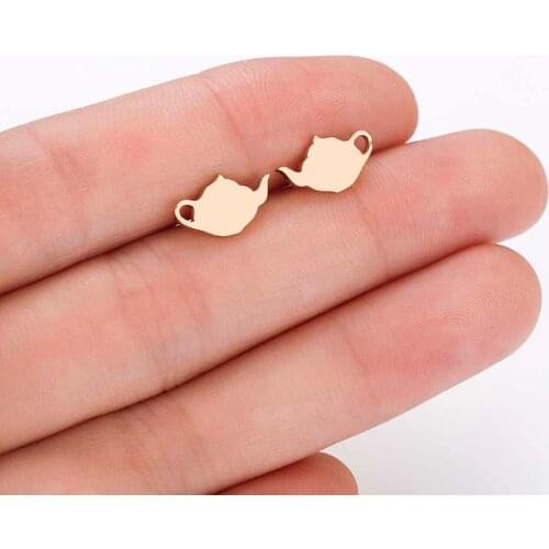 QIMING Tiny Vintage Earrings Lovely Cartoon Pot Tea Cup Stud Earrings For Women Kid Dainty Minimalist Earring Gifts