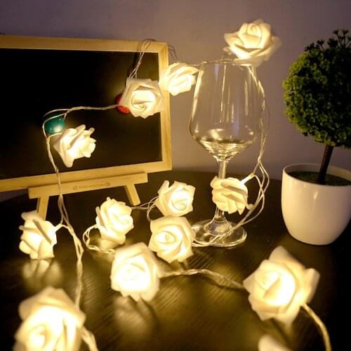 Led Romantic Rose Lamp String Garland Wreath Interior Lights Decoration Bulb Electric Christmas Tree Gold Room Decor Living