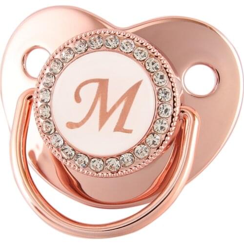 Name Initial Letters Silicone Newborn Kids Baby Orthodontic Dummy Pacifier Rose Gold Teat Nipple Soother Baby Pacifier