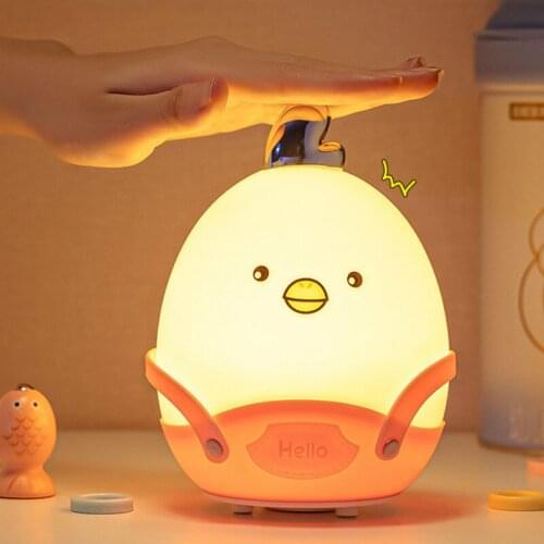 Cute Animals LED Night Light Touch Switch USB Rechargeable Silicone LED Night Lamp with Timing Function for Baby Bedroom Luminar