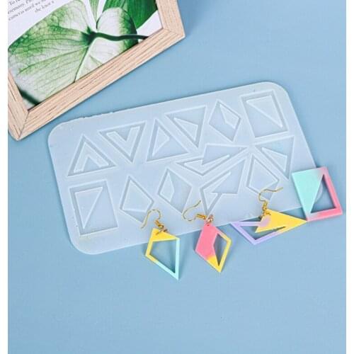 Handmade Triangle Pendant Earrings Keychain Silicone Mold with Hole Diamond-shaped Resin Casting Mold Craft Tools