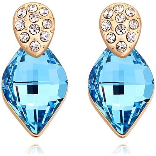 Unique New Arrival Jewelry Top Quality Gold Color Crystals from Swarovski Stud Earrings for Women Wedding Fine Jewelry