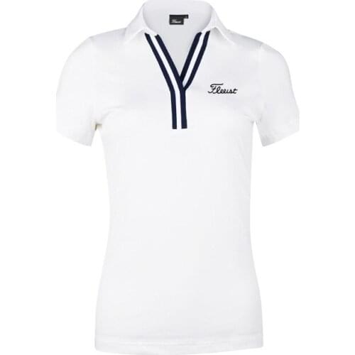 Golf Clothing Ladies V-neck Short-sleeved T-shirt Outdoor Sports Polo Shirt Breathable Slim Golf Clothes