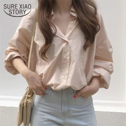 Pink Streetwear Chic Fashion Gentle Office Lady Blouse New 2021 Elegance Women Korean Style Tops Solid Shirts All-Match 11361