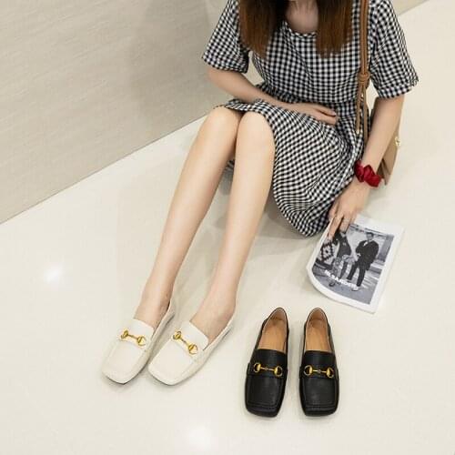 Little fairy sweet and versatile gentle folds comfortable flat evening breeze square toe womens single shoes peas shoes