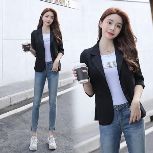 Summer New Womens Formal Office Work Ladies Slim Fit Coats Female Open Front Notched Collar Suits Blazers Plus Size 5XL B23