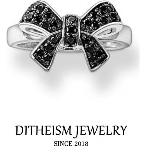 Black Bowknot Bow Bridal Sets Rings, 2018 New 925 Sterling Silver Fashion Jewelry Romantic Anniversary Gift For Women Girls