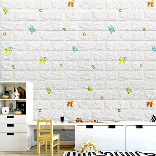 10PCS 77*70cm 3d Wall Stickers DIY PE Foam Self Adhesive Waterproof Brick Wallpaper Kids Room Bedroom Kitchen Decoration
