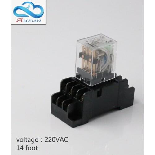 10 pieces hh54P small AC220V relay with intermediate relay lamp base current is 5 a silver contact fourteen feet