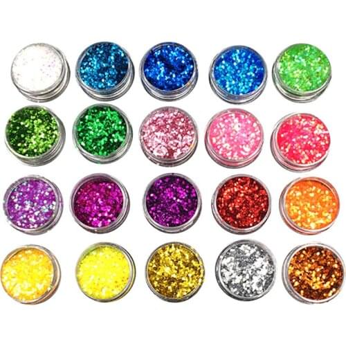 20 Pcs/set DIY Crystal Epoxy Jewelry Glitter Mixed Coarse Powder Nail Art Making Filler