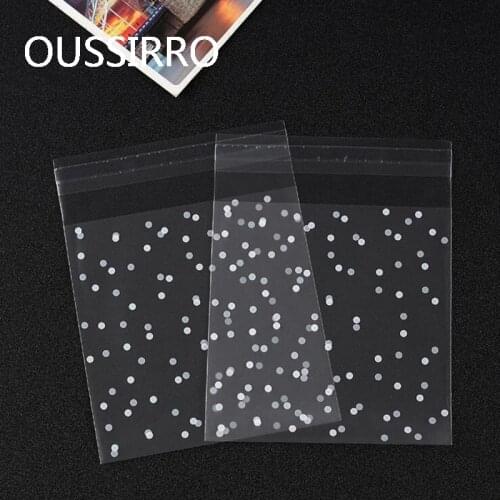 25Pcs Frosted White Dots Self-adhesive Cookies Bag Plastic Biscuits Packaging Bags Christmas Gift Bag Birthday Party Candy Decor