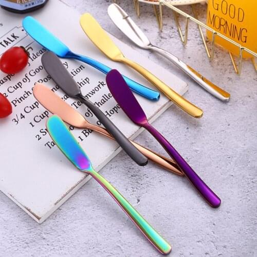 304 Stainless Steel Butter Knife Cheese Dessert Jam Spreaders Cream Gold Black Rose Gold Knives Western Cutlery Breakfast Tool