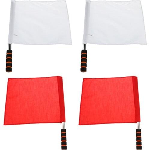 4pcs Referee Flag - Volleyball Line Judge Flag for Soccer, Football and other Sports White Red
