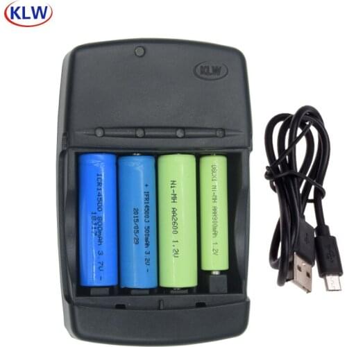 4 slots USB 1.2V AA AAA NiMh NiCd 14500 10440 Li-ion 3.2V LiFePo4 Battery Smart Charger For Toy With LED Display BC4NFL-1000