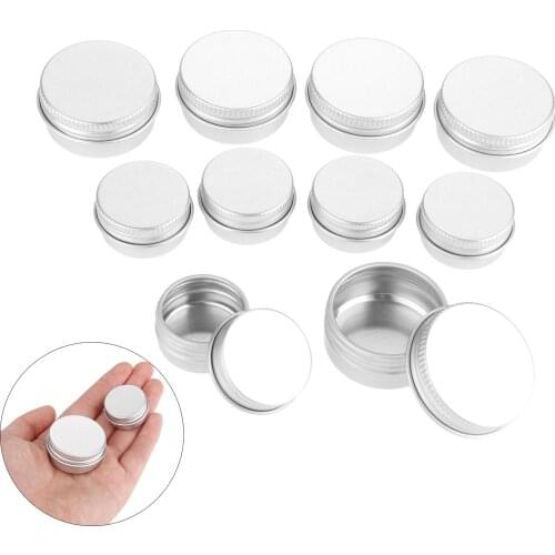 5pc 5g 10g Refillable Containers Aluminum Pot Empty Cosmetic Box Screw Jar Portable Travel Tin Packing Box Makeup Cream Lip Balm