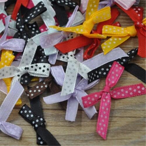 50PC Mix Color Dots ribbon bow Appliques Craft DIY Sewing Craft A242