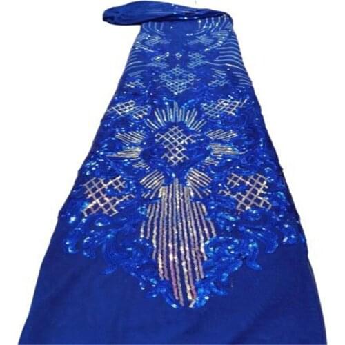 African French Tulle Lace Fabric 2021 Royal blue/Gold High Quality Lace Shiny Nigerian Ghana Lace With Sequins For Party Green