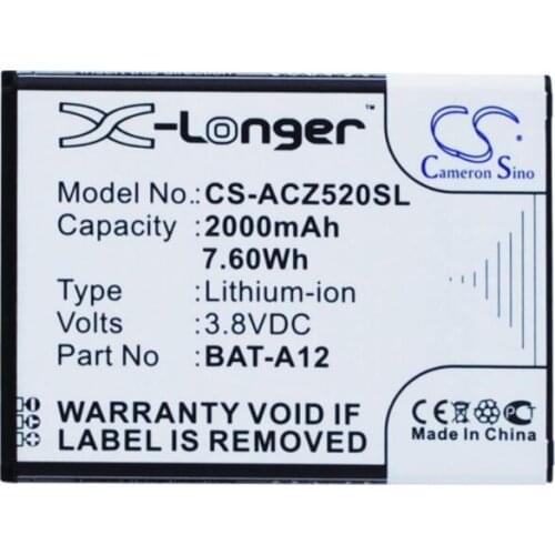 Cameron Sino 2000mAh battery for ACER BAT-A12 -A12(1ICP4/51/65) KT.00104.002 Liquid Z520 Dual SIM Z520