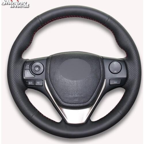 Shining wheat Black Artificial Leather Steering Wheel Cover for Toyota RAV4 2013-2018 Toyota Corolla 2014-2017 Auris 2013-16