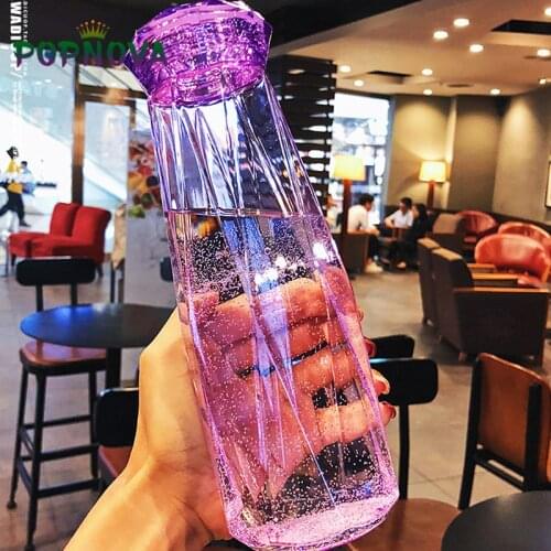 550ml Water Bottle Crystal Style Outdoor Sport Travel Leak Proof Drinking Cup Plastic Milk Cups Fruit Gym Drinkware Bottles